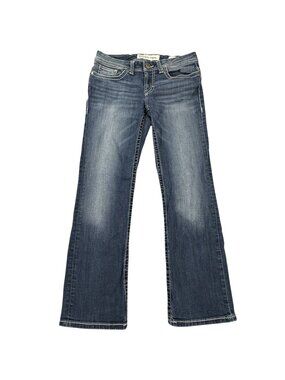 BKE Denim Culture Bootcut Jeans Women 28S Blue Denim Low Rise Distressed Pockets